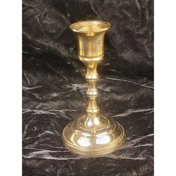 Vintage Mid-1900s Solid Brass Candlestick - Picture 11 of 13